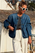 Deep Wash Vintage Button Front Large Patch Pocket Straight Cut Denim Jacket